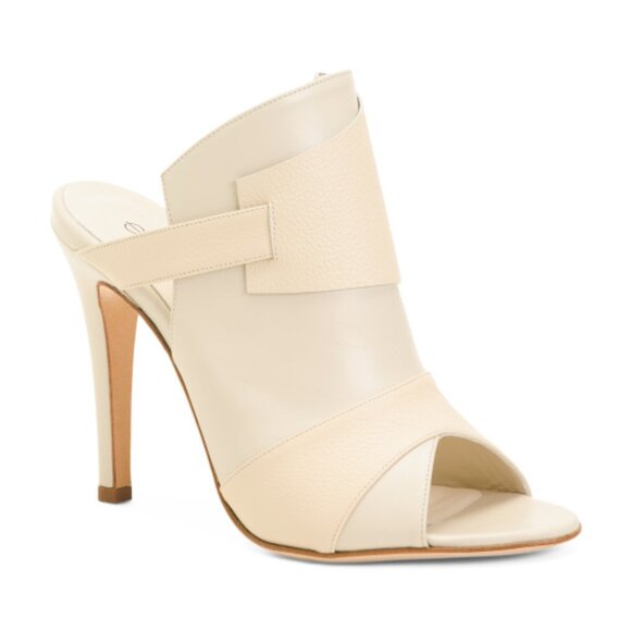 NEW CHRIS DONOVAN Made In Italy Leather Pegasi Heeled Mules in white 1225 18t9 - Picture 6 of 10